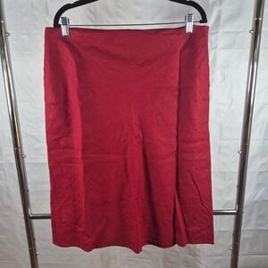 George Linen Midi Skirt 100% Linen Side Zip 14 Red Women